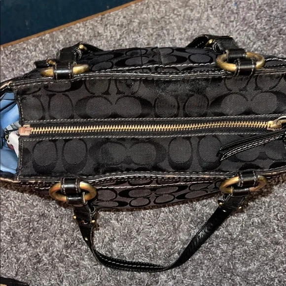 COACH Black Signature Monogram Career Shoulder Bag - Picture 5 of 13